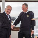 Lord Lieutenant Martin White congratulates Station Manager Tony Stables